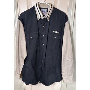 Vintage Red Lodge Mens XL Black & Tan Full Button Western Shirt